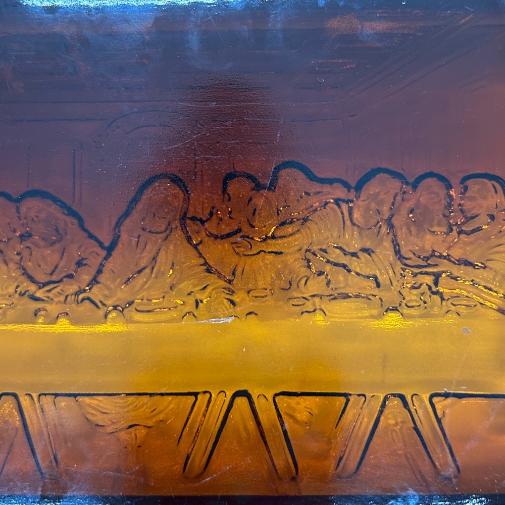 Indiana Glass Amberina Tiara Last Supper Tray serving Plate. 11 x 7 inches. - Picture 11 of 13
